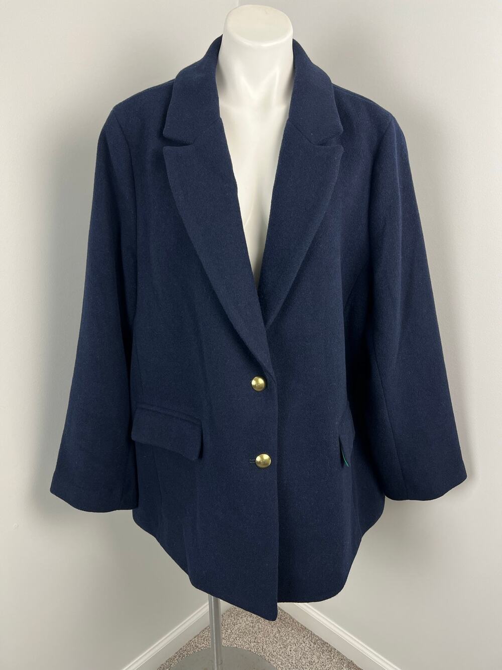 J.Crew Navy Wool Blend Blazer Style Pea Coat 24